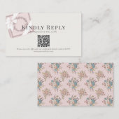 French Cafe Roze Cadeaudoos QR code RSVP Informatiekaartje (Voorkant / Achterkant)