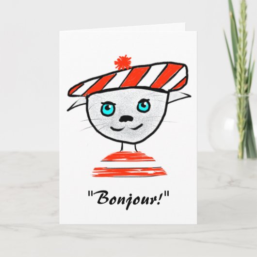 French Cat Birthday Card Kaart (Voorkant)