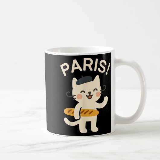 French Cat With Baguette Cute Cat Paris Funny Anim Koffiemok (Rechts)