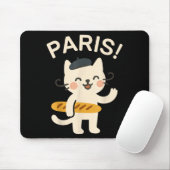 French Cat With Baguette Cute Cat Paris Funny Anim Muismat (Met muis)