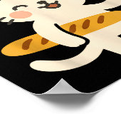 French Cat With Baguette Cute Cat Paris Funny Anim Poster (Hoek)
