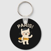 French Cat With Baguette Cute Cat Paris Funny Anim Sleutelhanger (Voorkant)