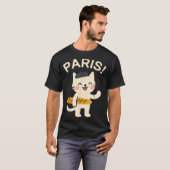 French Cat With Baguette Cute Cat Paris Funny Anim T-shirt (Voorkant volledig)