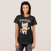 French Cat With Baguette Cute Cat Paris Funny Anim T-shirt (Voorkant volledig)