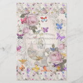 French chic, country rustic, floral pattern, roses briefpapier (Voorkant)