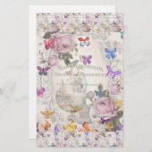 French chic, country rustic, floral pattern, roses briefpapier (Voorkant / Achterkant)