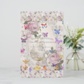 French chic, country rustic, floral pattern, roses briefpapier (Staand voorkant)