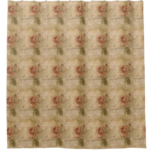 French chic, country rustic, floral pattern, roses douchegordijn (Voorkant)