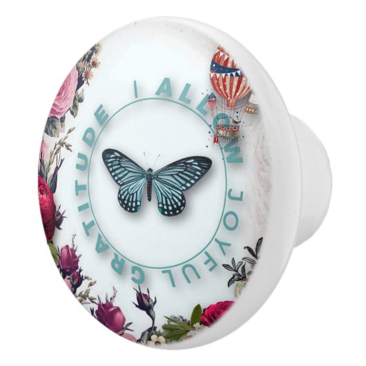 French chic, country rustic, floral pattern, roses keramische knop (Rechts)