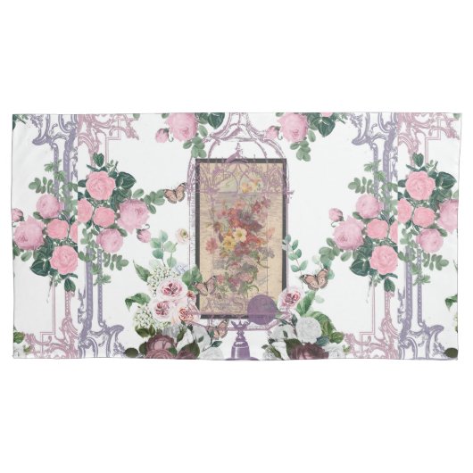 French chic,country rustic,floral pattern,roses,re kussensloop (Voorkant-Links)