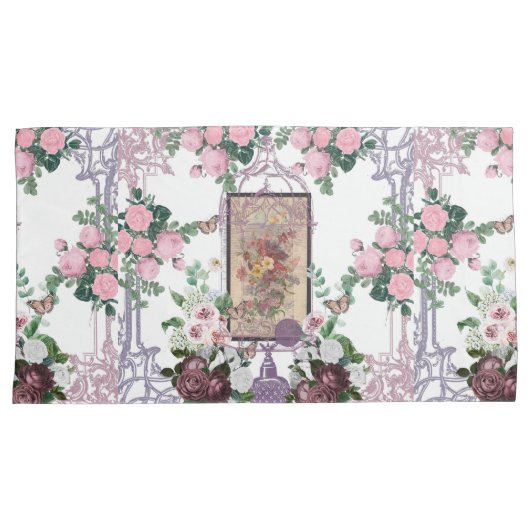 French chic,country rustic,floral pattern,roses,re kussensloop (Voorkant-Rechts)
