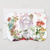 French chic, country rustic, floral pattern, roses save the date (Voorkant)