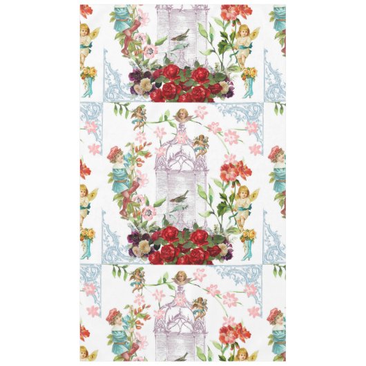 French chic, country rustic, floral pattern, roses tafelkleed (Voorkant)