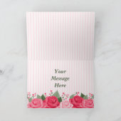 French Chic Pink Roses and Stripes Note Card Bedankkaart (Binnen)