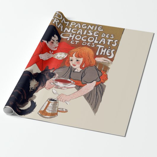 French Chocolate Party Steinlen Art Cadeaupapier (Uitgerold)
