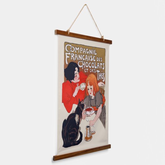 French Chocolate Party Steinlen Art Hangend Wandkleed (Gebogen)