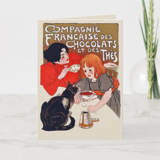 French Chocolate Party Steinlen Art Kaart (Voorkant)