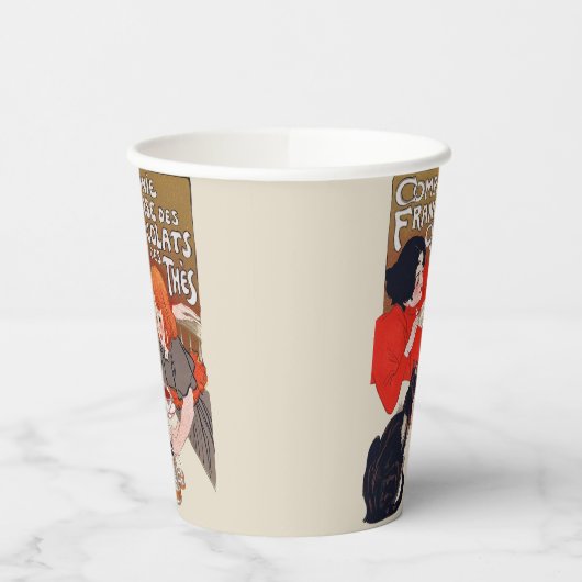 French Chocolate Party Steinlen Art Papieren Bekers (Links)