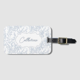 French Country Blue Toile Floral Lace Personalized Bagagelabel