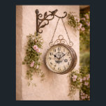 French Country Clock Wall Art Poster<br><div class="desc">Bring timeless European charm to your home with this French country clock wall art print. Featuring a vintage hanging courtyard clock surrounded by delicate climbing roses and soft greenery, this romantic scene captures the peaceful beauty of a French garden patio. The warm neutral tones and antique details make it perfect...</div>