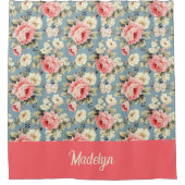 French Country Cottage Floral Monogram Douchegordijn (Voorkant)