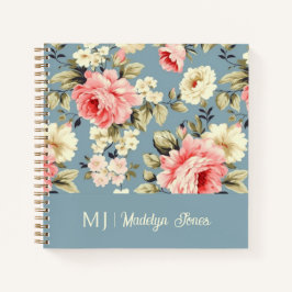French Country Cottage Flowers Monogram Notebook Notitieboek