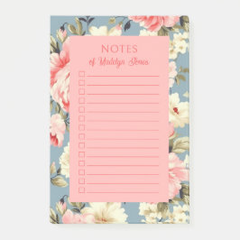 French Country Cottage Garden Floral Pink Blush Post-it® Notes