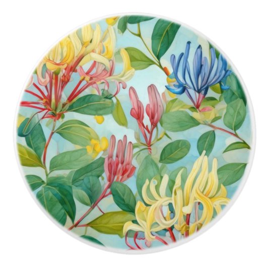 French Country Decor Honeysuckle Flowers Keramische Knop (Voorkant)