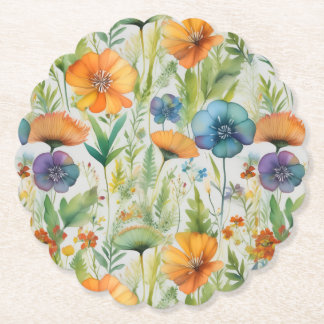 French Country Decor Watercolor Wildflowers Kartonnen Onderzetters