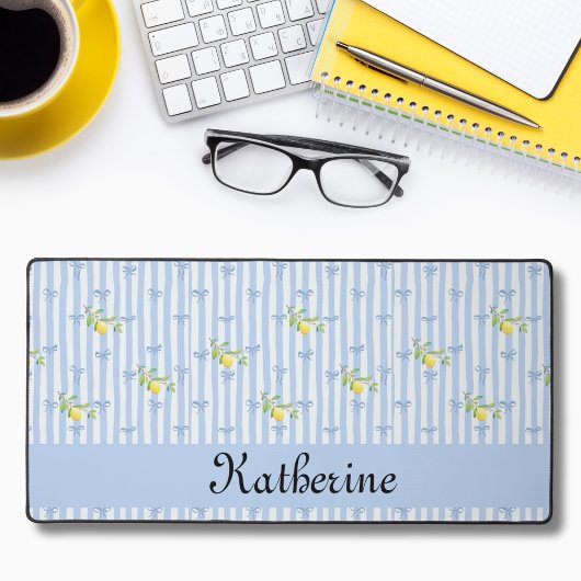 French Country Lemon – Blue Bow Name Pattern Bureaumat