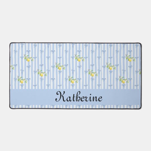French Country Lemon – Blue Bow Name Pattern Bureaumat (Voorkant)
