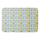 French Country Lemon Blue Floral Tile Pattern Badmat (Voorkant)