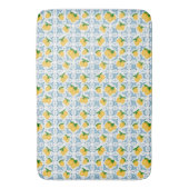French Country Lemon Blue Floral Tile Pattern Badmat (Voorkant Verticaal)