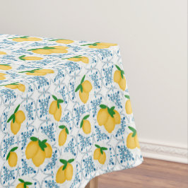French Country Lemon Blue Floral Tile Pattern Tafelkleed