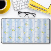 French Country Lemon – Blue Stripe Bow Pattern Bureaumat