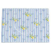 French Country Lemon – Blue Stripe Bow Pattern Groot Cadeauzakje (Voorkant)
