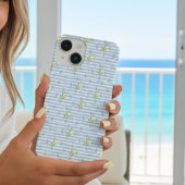 French Country Lemon – Blue Stripe Bow Pattern iPhone Hoesje