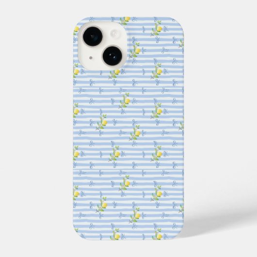 French Country Lemon – Blue Stripe Bow Pattern iPhone Hoesje (Achterkant)