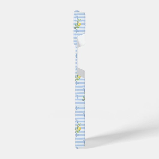 French Country Lemon – Blue Stripe Bow Pattern iPhone Hoesje (Linkerkant)