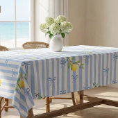 French Country Lemon – Blue Stripe Bow Pattern Tafelkleed