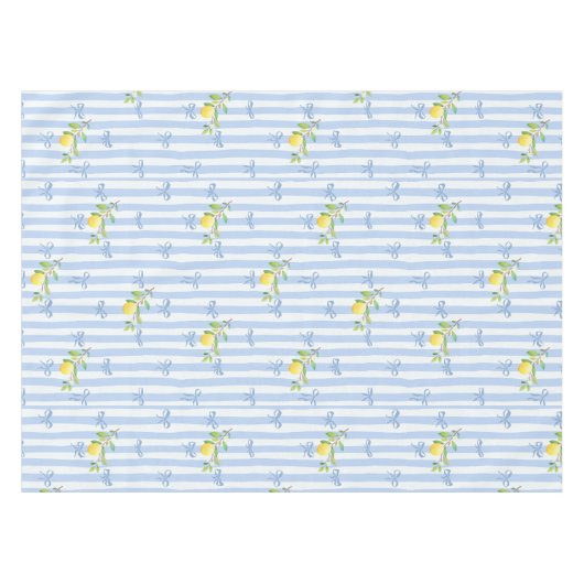 French Country Lemon – Blue Stripe Bow Pattern Tafelkleed (Voorkant (Horizontaal))
