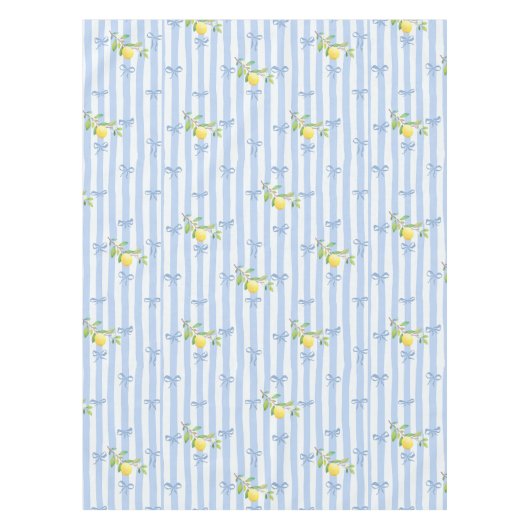 French Country Lemon – Blue Stripe Bow Pattern Tafelkleed (Voorkant)