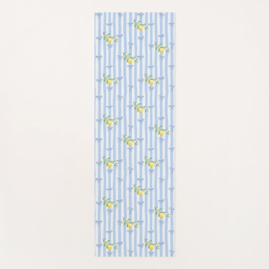 French Country Lemon – Blue Stripe Bow Pattern Yogamat (Voorkant)