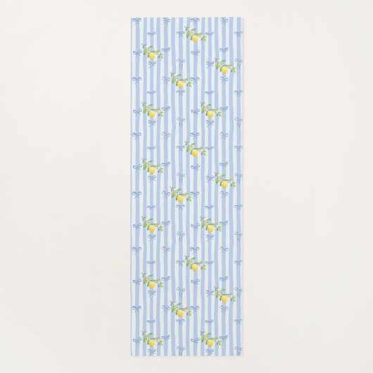 French Country Lemon – Blue Stripe Bow Pattern Yogamat (Achterkant)