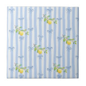 French Country Lemon  – Blue Stripe Bow Tegeltje (Voorkant)