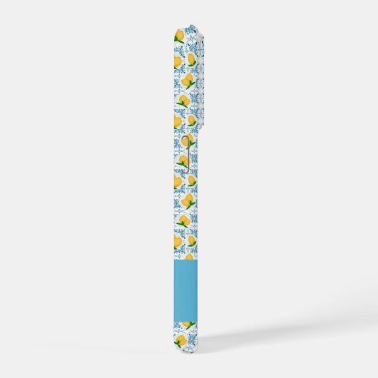 French Country Lemon Blue Tile Monogram iPhone Hoesje (Rechterkant)
