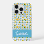 French Country Lemon Blue Tile Monogram iPhone Hoesje (Achterkant)