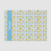 French Country Lemon Blue Tile Monogram Tissuepapier (Voorkant)