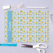 French Country Lemon Blue Tile Monogram Tissuepapier (Craft)