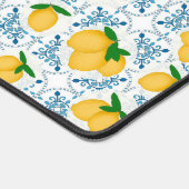 French Country Lemon Blue Tile Pattern Bureaumat (Hoek)